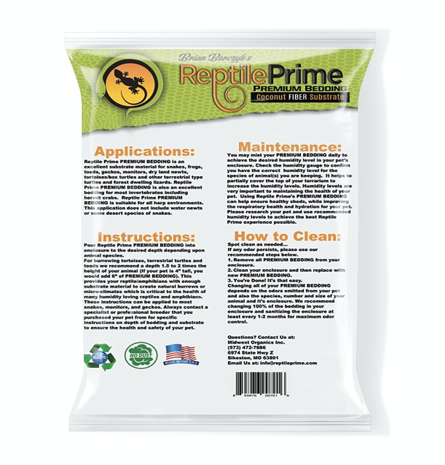 Reptile Prime™ Coconut Bedding 24 quart - back